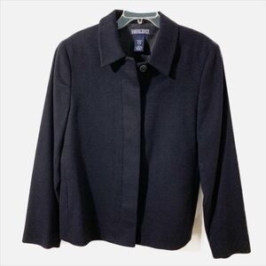 Lands’ End Cashmere Lambs Wool Blend Fully Lined Button Front Navy Blue Jacket